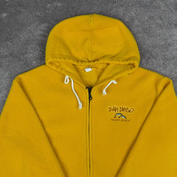 Yellow San Diego Pacific Beach Fleece Zip Up Hooded Jacket Size S - Picture 2 of 7